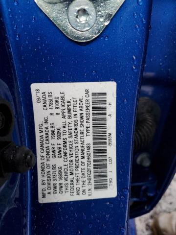 2HGFC2F70JH607483 - 2018 HONDA CIVIC EX BLUE photo 12