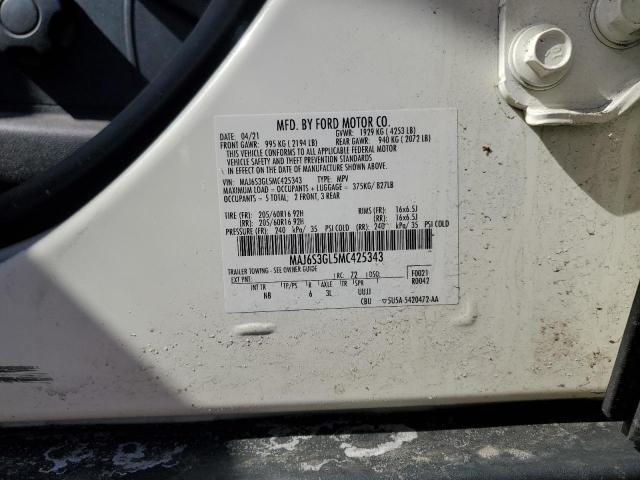 MAJ6S3GL5MC425343 - 2021 FORD ECOSPORT SE თეთრი ფოტო 14