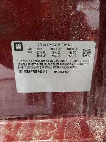 1G11C5SA7GF147141 - 2016 CHEVROLET MALIBU LIM LT 勃艮第红 照片 12