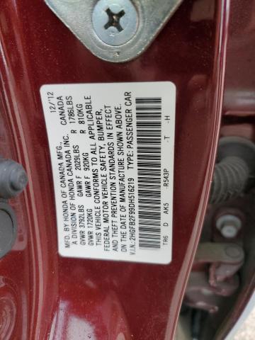 2HGFB2F99DH516219 - 2013 HONDA CIVIC EXL 白色 照片 12