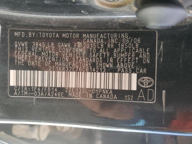 2T1KR32E76C614213 - 2006 TOYOTA COROLLA MA XR BLACK photo 13