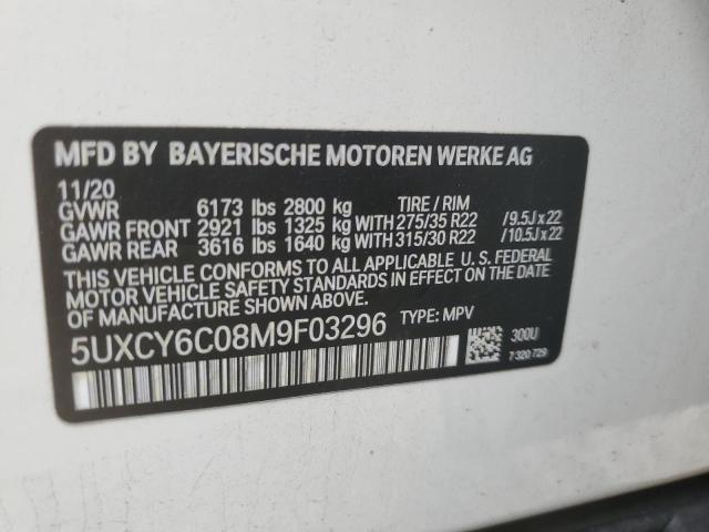 5UXCY6C08M9F03296 - 2021 BMW X6 XDRIVE40I WHITE photo 13