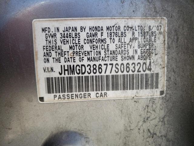 JHMGD38677S063204 - 2007 HONDA FIT S 银色 照片 12