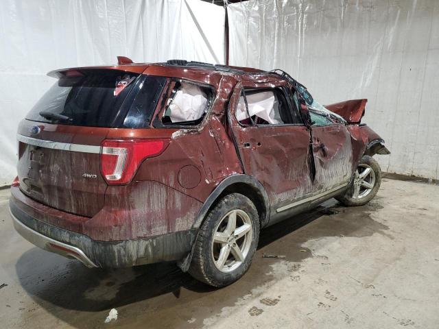 1FM5K8D81GGA93302 - 2016 FORD EXPLORER XLT BURGUNDY photo 3