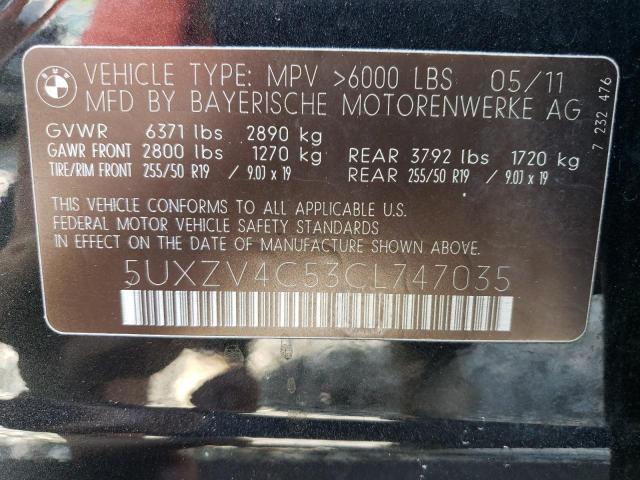 5UXZV4C53CL747035 - 2012 BMW X5 XDRIVE35I BLACK photo 13
