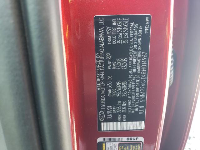 5NMP24G1XRH014967 - 2024 HYUNDAI SANTA FE SEL Qırmızı foto 13