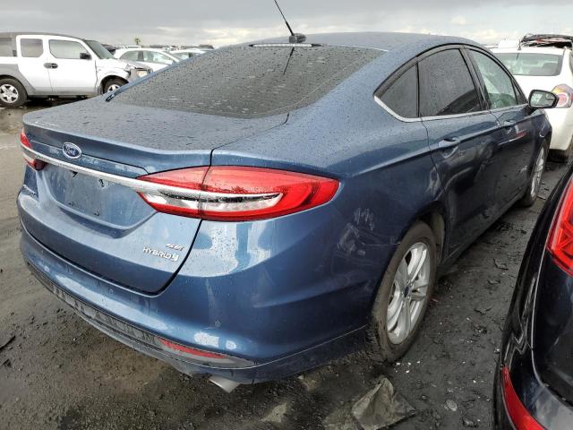 3FA6P0LUXJR257386 - 2018 FORD FUSION SE HYBRID BLUE photo 3