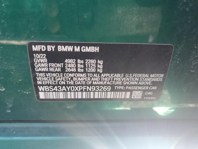 WBS43AY0XPFN93269 - 2023 BMW M3 COMPETITION GREEN photo 12
