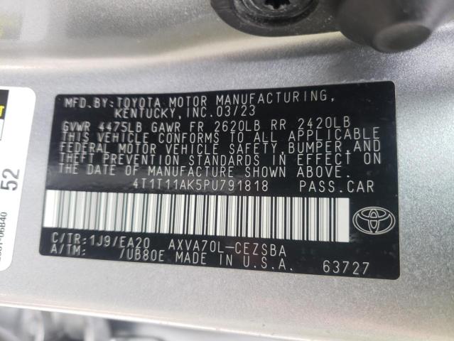 4T1T11AK5PU791818 - 2023 TOYOTA CAMRY SE NIGHT SHADE SILVER photo 12