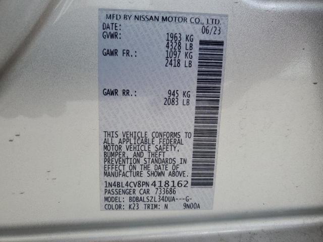 1N4BL4CV8PN418162 - 2023 NISSAN ALTIMA SR SILVER photo 12