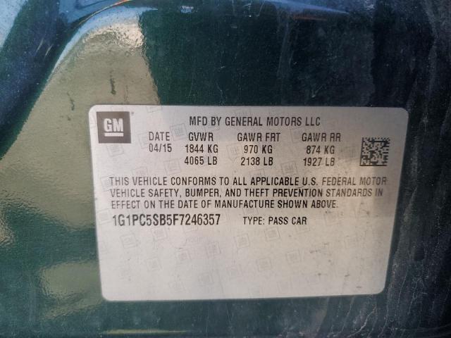 1G1PC5SB5F7246357 - 2015 CHEVROLET CRUZE LT GREEN photo 12