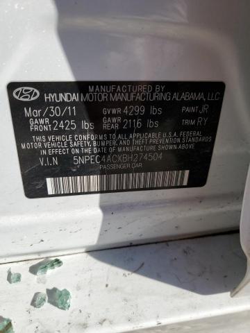 5NPEC4ACXBH274504 - 2011 HYUNDAI SONATA SE WHITE photo 12