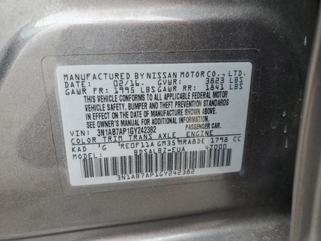 3N1AB7AP1GY242382 - 2016 NISSAN SENTRA S GRAY photo 13