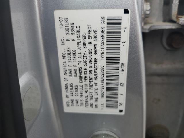 1HGCP26738A023580 - 2008 HONDA ACCORD EX SILVER photo 12