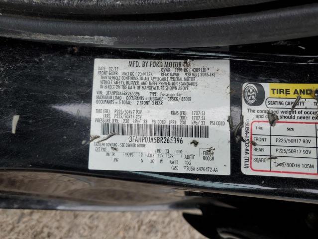 3FAHP0JA5BR265396 - 2011 FORD FUSION SEL BLACK photo 13