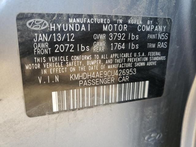 KMHDH4AE9CU426953 - 2012 HYUNDAI ELANTRA GLS GRAY photo 12