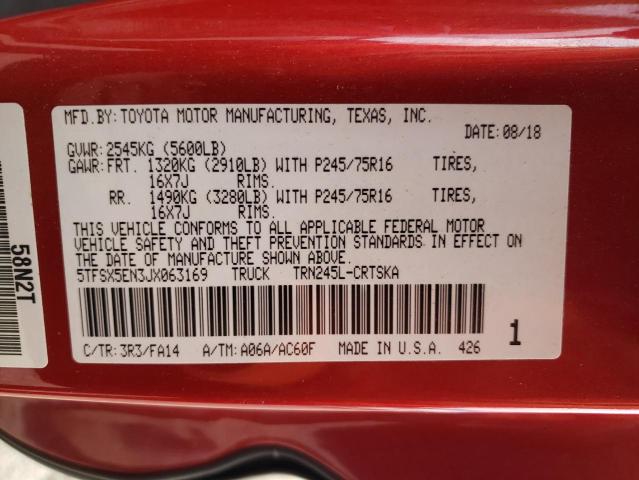 5TFSX5EN3JX063169 - 2018 TOYOTA TACOMA ACCESS CAB RED photo 12