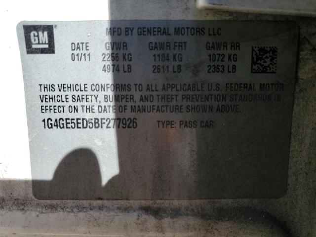 1G4GE5ED5BF277926 - 2011 BUICK LACROSSE CXS Ağ foto 12