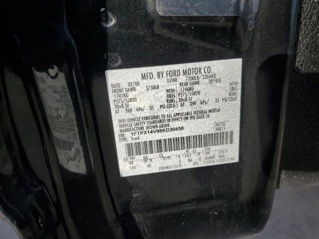 1FTPX14V98KD26658 - 2008 FORD F150 BLACK photo 12