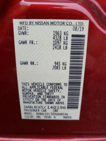 1N4BL4CV7LC140196 - 2020 NISSAN ALTIMA SR RED photo 13