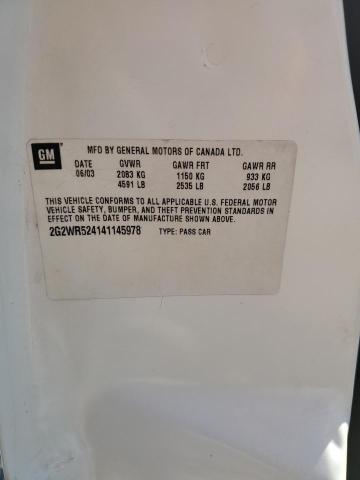 2G2WR524141145978 - 2004 PONTIAC GRAND PRIX GTP WHITE photo 12