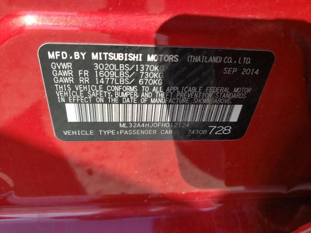 ML32A4HJ0FH012124 - 2015 MITSUBISHI MIRAGE ES RED photo 12