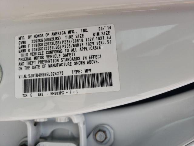 5J8TB4H56EL024275 - 2014 ACURA RDX TECHNO WHITE photo 10