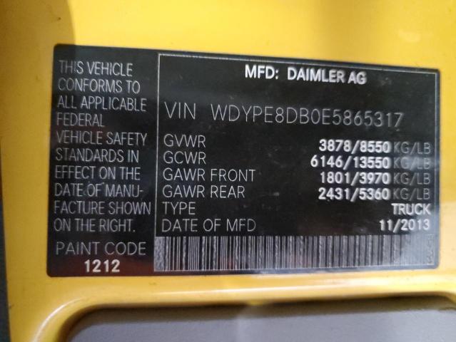 WDYPE8DB0E5865317 - 2014 FREIGHTLINER SPRINTER 2500 YELLOW photo 14