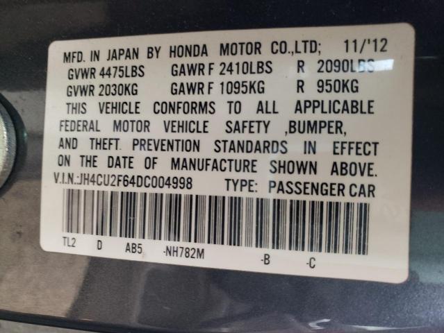 JH4CU2F64DC004998 - 2013 ACURA TSX TECH GRAY photo 12