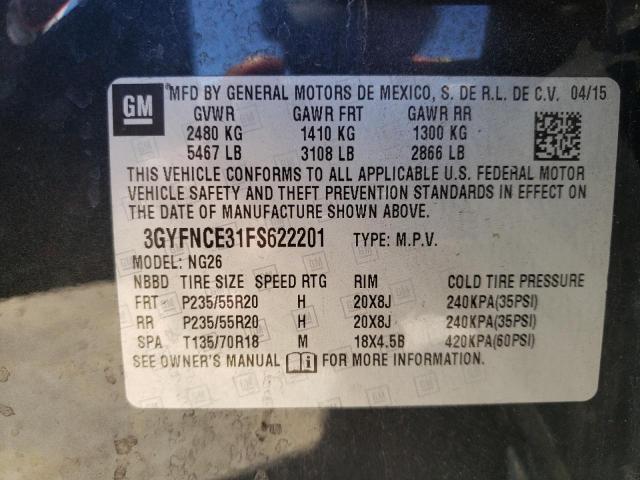 3GYFNCE31FS622201 - 2015 CADILLAC SRX PERFORMANCE COLLECTION ნაცრისფერი ფოტო 13