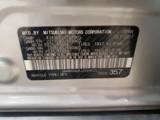 JA4AR3AU5JZ024525 - 2018 MITSUBISHI OUTLANDER ES SILVER photo 12