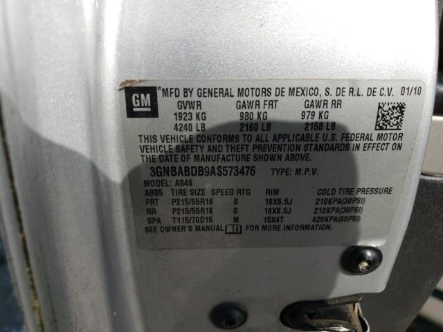 3GNBABDB9AS573476 - 2010 CHEVROLET HHR LT GRAY photo 12