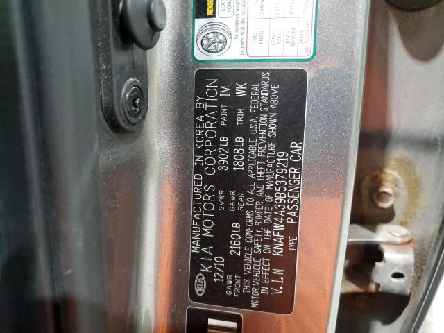 KNAFW4A39B5379219 - 2011 KIA FORTE SX SILVER photo 13