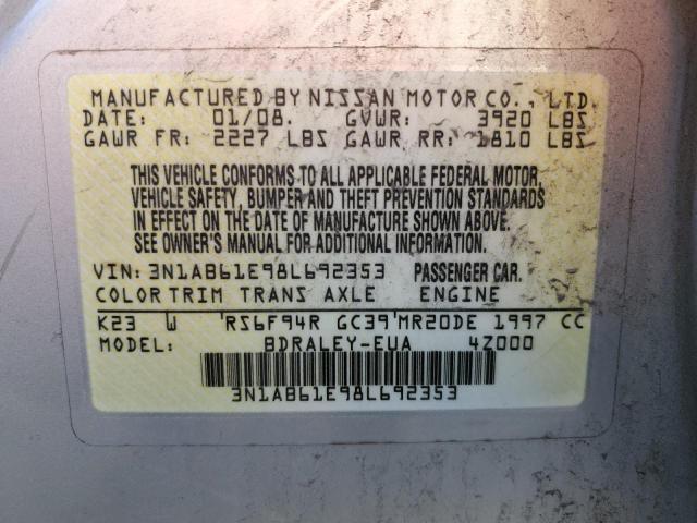 3N1AB61E98L692353 - 2008 NISSAN SENTRA 2.0 SILVER photo 13