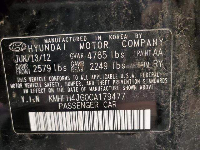 KMHFH4JG0CA179477 - 2012 HYUNDAI AZERA GLS BLACK photo 12