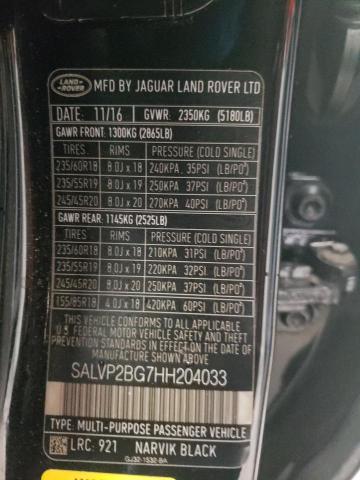 SALVP2BG7HH204033 - 2017 LAND ROVER RANGE ROVE SE BLACK photo 13