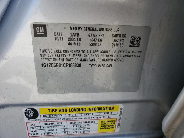 1G1ZC5E01CF183830 - 2012 CHEVROLET MALIBU 1LT SILVER photo 12