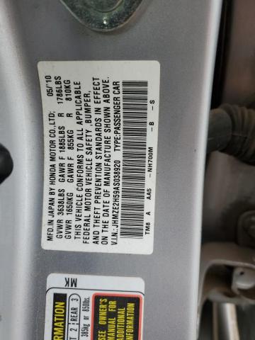 JHMZE2H59AS038920 - 2010 HONDA INSIGHT LX SILVER photo 12