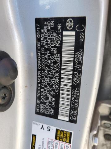 JTDKARFU8H3538606 - 2017 TOYOTA PRIUS SILVER photo 12