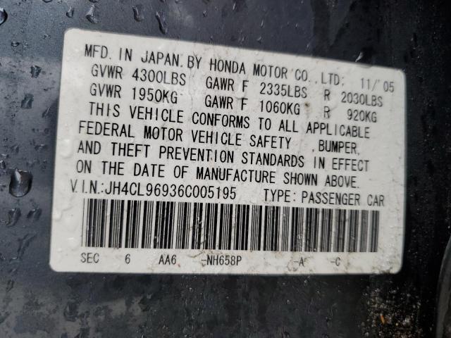 JH4CL96936C005195 - 2006 ACURA TSX CHARCOAL photo 12