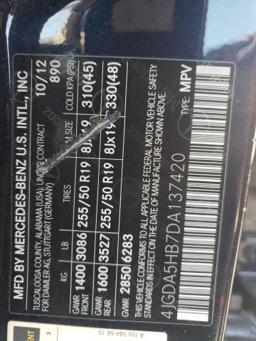 4JGDA5HB7DA137420 - 2013 MERCEDES-BENZ ML 350 4MATIC BLUE photo 14