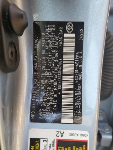 4T1BK3DB0CU467864 - 2012 TOYOTA AVALON BASE BLUE photo 12