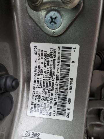 1HGFA16856L071892 - 2006 HONDA CIVIC EX GRAY photo 12