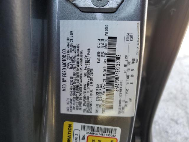 3FA6P0H74ER135082 - 2014 FORD FUSION SE GRAY photo 12