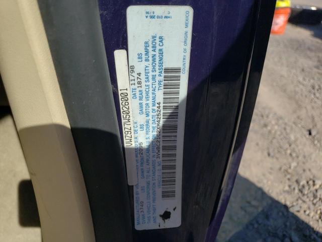 3VWBC21C2XM425244 - 1999 VOLKSWAGEN NEW BEETLE GL 蓝色 照片 12