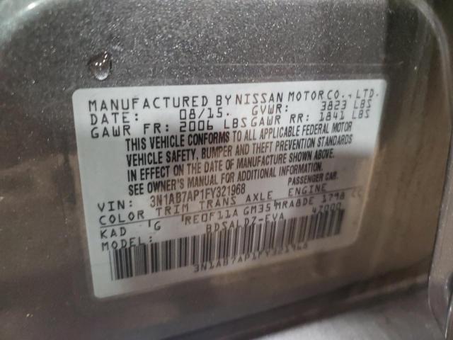 3N1AB7AP1FY321968 - 2015 NISSAN SENTRA S GRAY photo 12