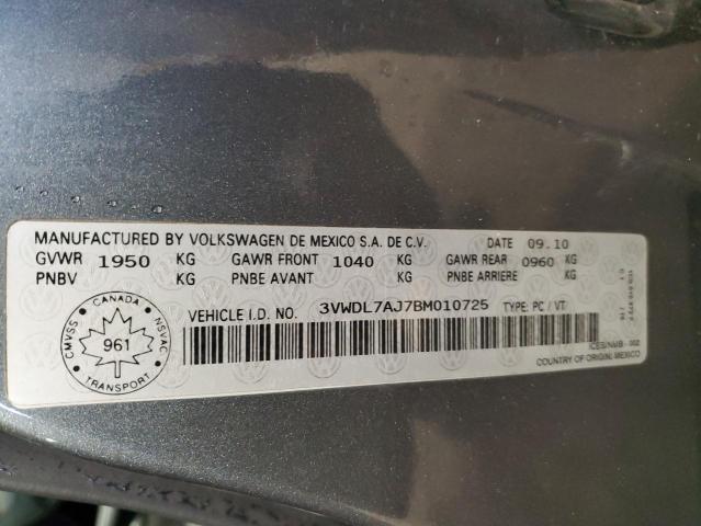 3VWDL7AJ7BM010725 - 2011 VOLKSWAGEN JETTA TDI GRAY photo 12