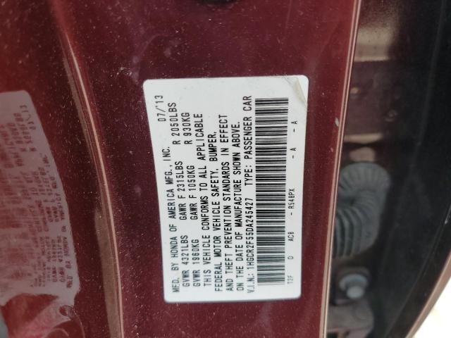 1HGCR2F55DA245427 - 2013 HONDA ACCORD SPORT MAROON photo 12