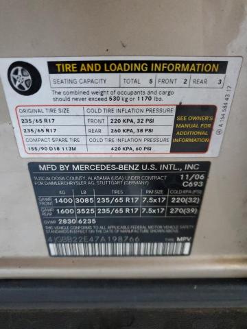 4JGBB22E47A198766 - 2007 MERCEDES-BENZ ML 320 CDI TAN photo 12