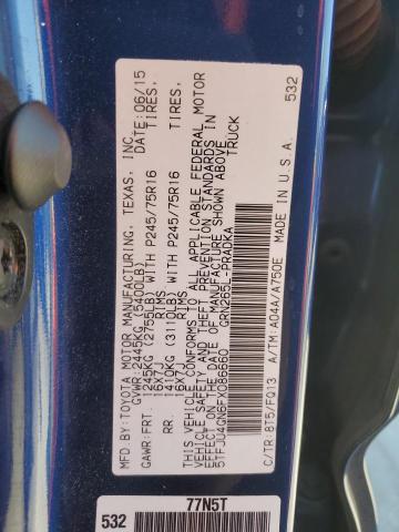 5TFJU4GN6FX086660 - 2015 TOYOTA TACOMA DOUBLE CAB PRERUNNER BLUE photo 12